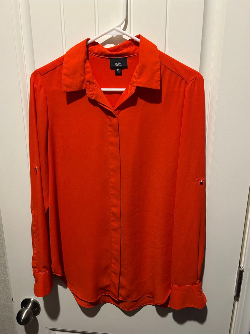 Massimo Woen’s Long-Sleeve Bright Orange Dress Shirt